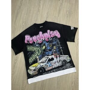 RoughPlay "We Are The Streets" Tee Black Rhinestone Men's Crew Neck T-shirts